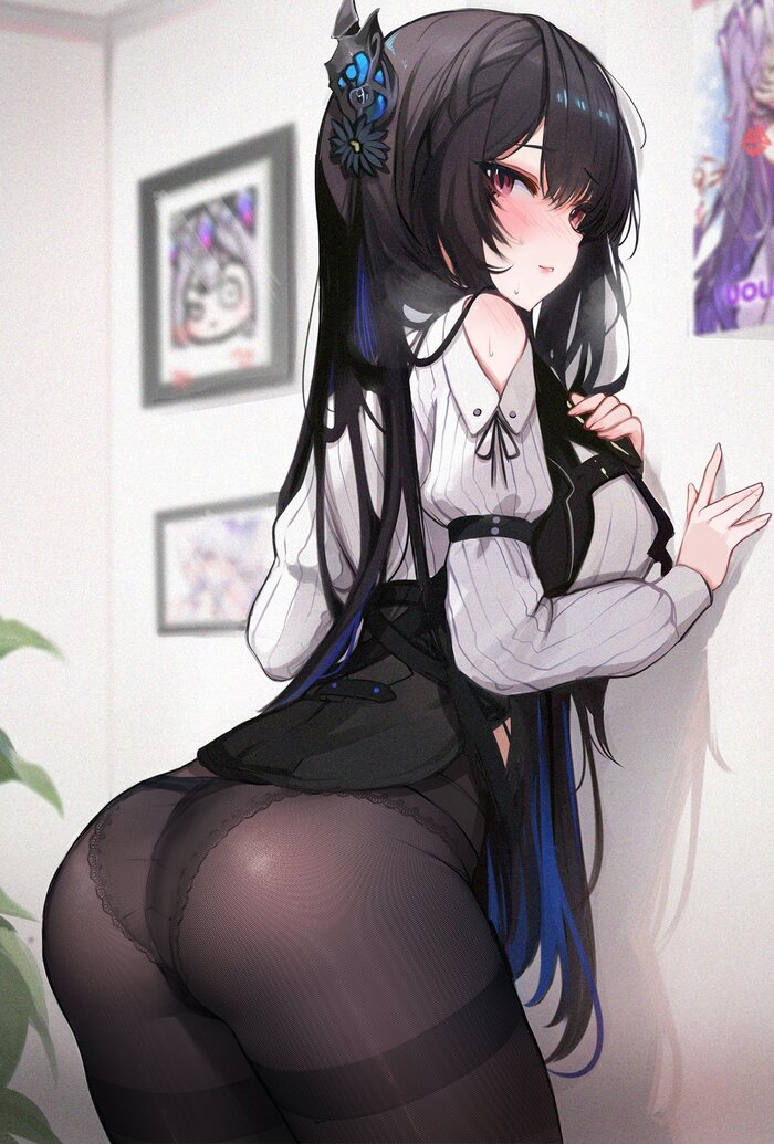 Nerissa Ravencroft - NSFW, Аниме, Anime Art, Арт, Девушки, Nerissa Ravencroft, Virtual YouTuber, Попа, Рисованная эротика