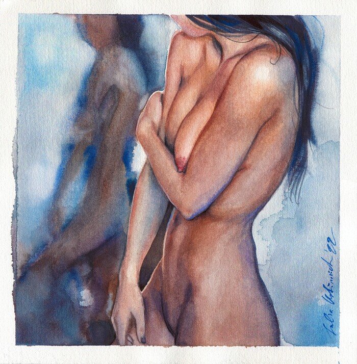 In support of Drawing while drawing - NSFW, My, Watercolor, Erotic, Art, Art