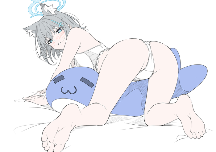 Sunaookami Shiroko - NSFW, Anime, Anime art, Art, Girls, Sunaookami shiroko, Blue archive, Games, Pantsu, Hand-drawn erotica, T1kosewad, Animal ears