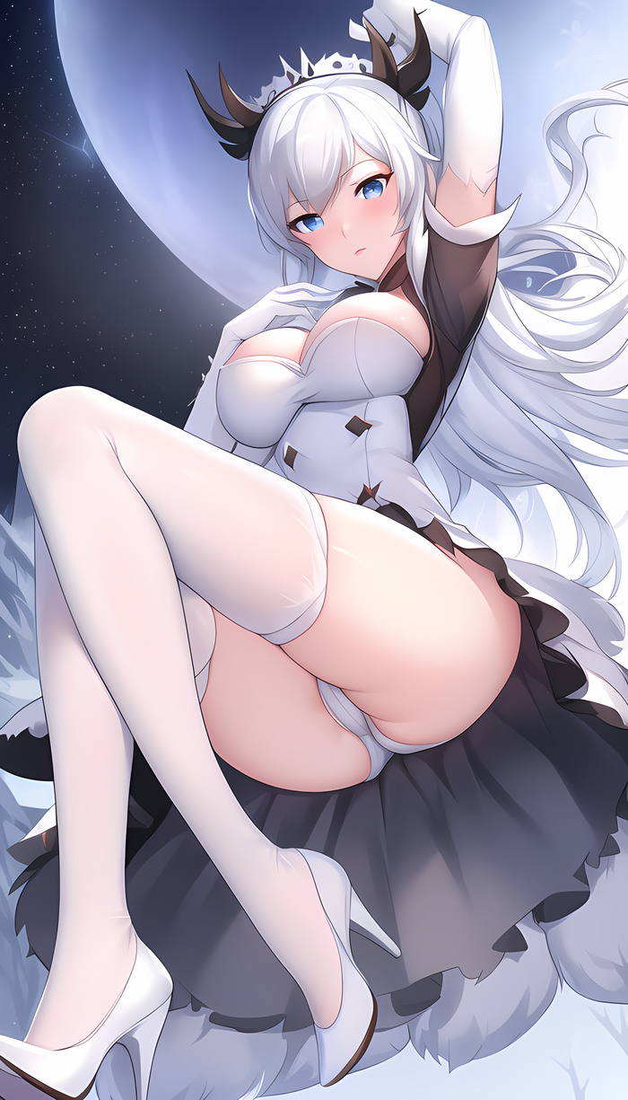 Снежный Ангел - NSFW, Аниме, Anime Art, Weiss Schnee, RWBY, Панцу, Чулки, Ляжки, Ноги, Туфли на высоких каблуках, Рисованная эротика