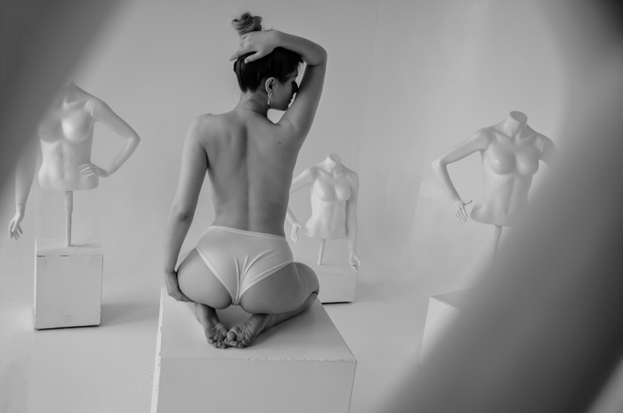 Black and white world with mannequins - NSFW, My, Booty, Boobs, Erotic, Nyushka, Longpost