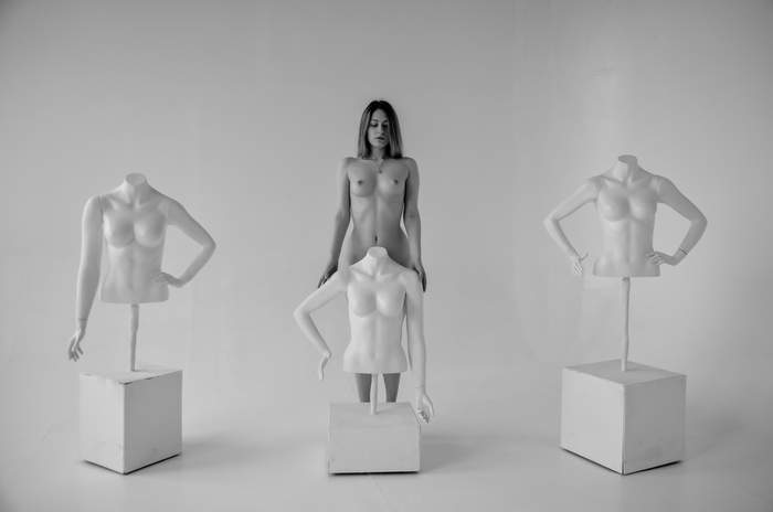 Black and white world with mannequins - NSFW, My, Booty, Boobs, Erotic, Nyushka, Longpost