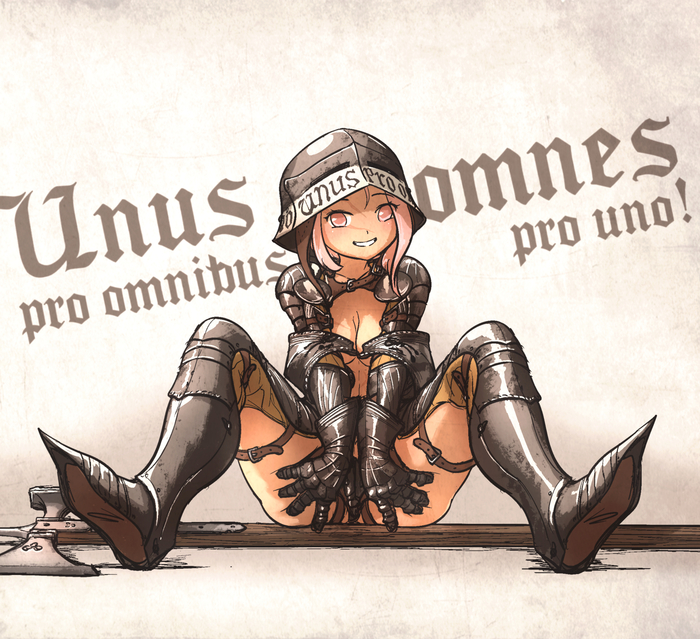 Cute pose - NSFW, Vanishlily, Art, Anime, Anime art, Hand-drawn erotica, Middle Ages, Armor, Erotic