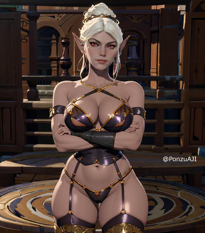 Minthara - NSFW, Art, Drawing, Baldur's gate, Baldur’s Gate 3, Drow, Neural network art, Girls, Erotic, Hand-drawn erotica, Game art, Underwear, Stockings, Boobs, Booty, Corset, Back view, Crotch, Longpost, Minthara